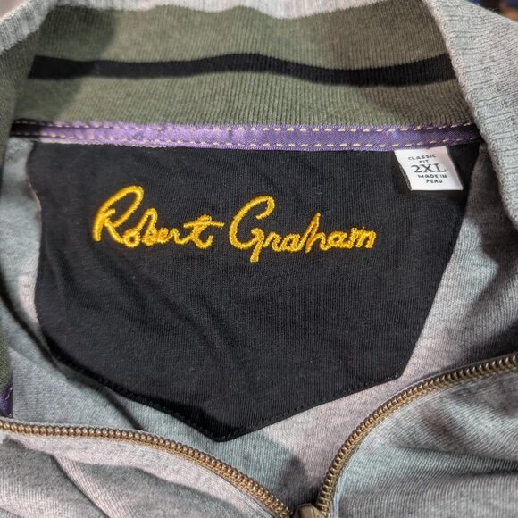 Robert Graham | Elliot Quarter-Zip Pullover In Light Grey - Picture 5 of 10